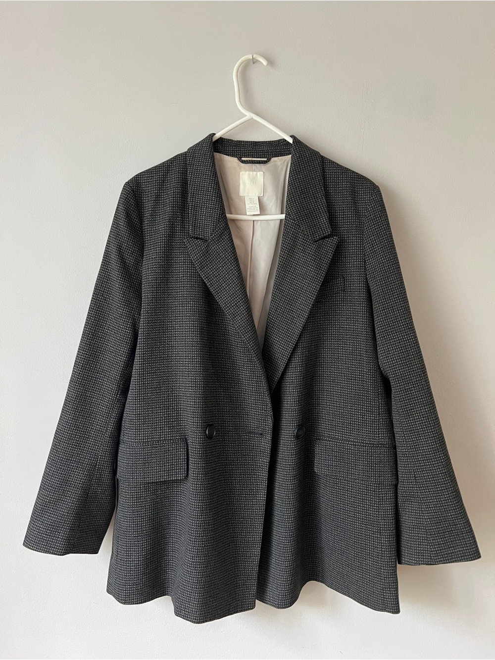 H&M Charcoal Gray Checked Blazer